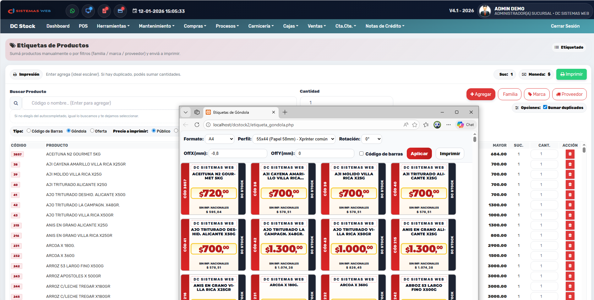 Etiquetas y códigos de barras